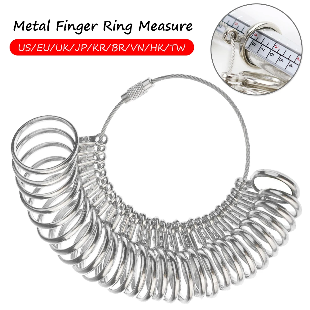 

Ring Sizer Measuring Tool UK A-Z US EU JP KR BR Finger Ring Sizes GaugeTools Metal Finger Measure Sizing Measuring for Women Men