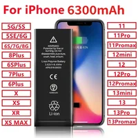 6300mAh 0 Cycle Replacement Bateria for IPhone 5S 6 6S 7 8 Plus X XR XS Max 11 12 13 Pro Max Mini Original Mobile Phone Battery