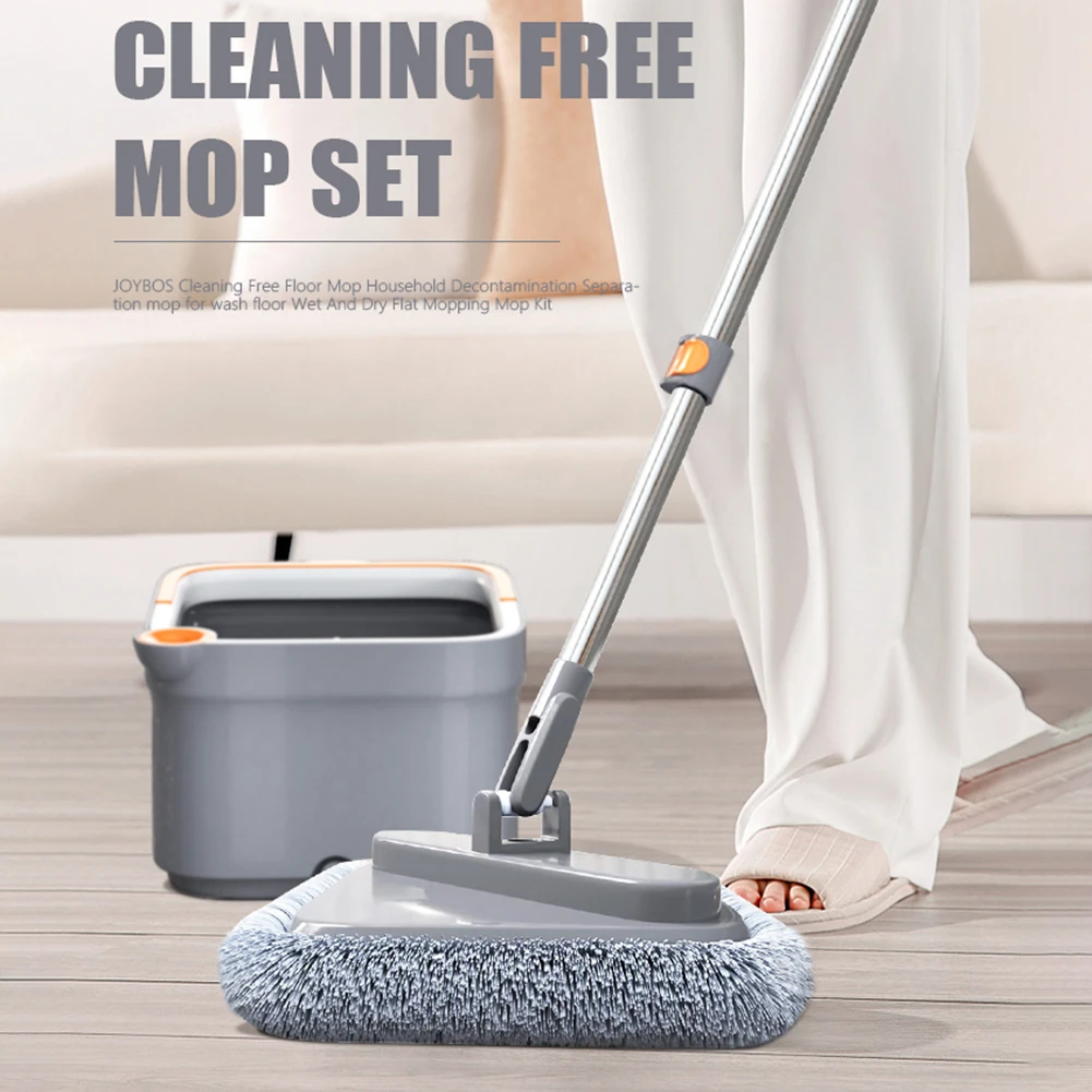 360° Rotating Mop With Buckets Square Mop Head Stainless Steel
