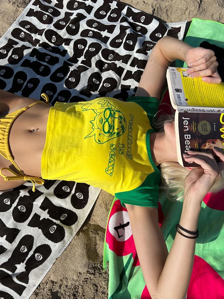 READING IS SEXY Aesthetic Women Gothic Crop Top Streetwear Grunge Baby Tee Vintage Casual Short Sleeve T-Shirt Y2k Clothes 4