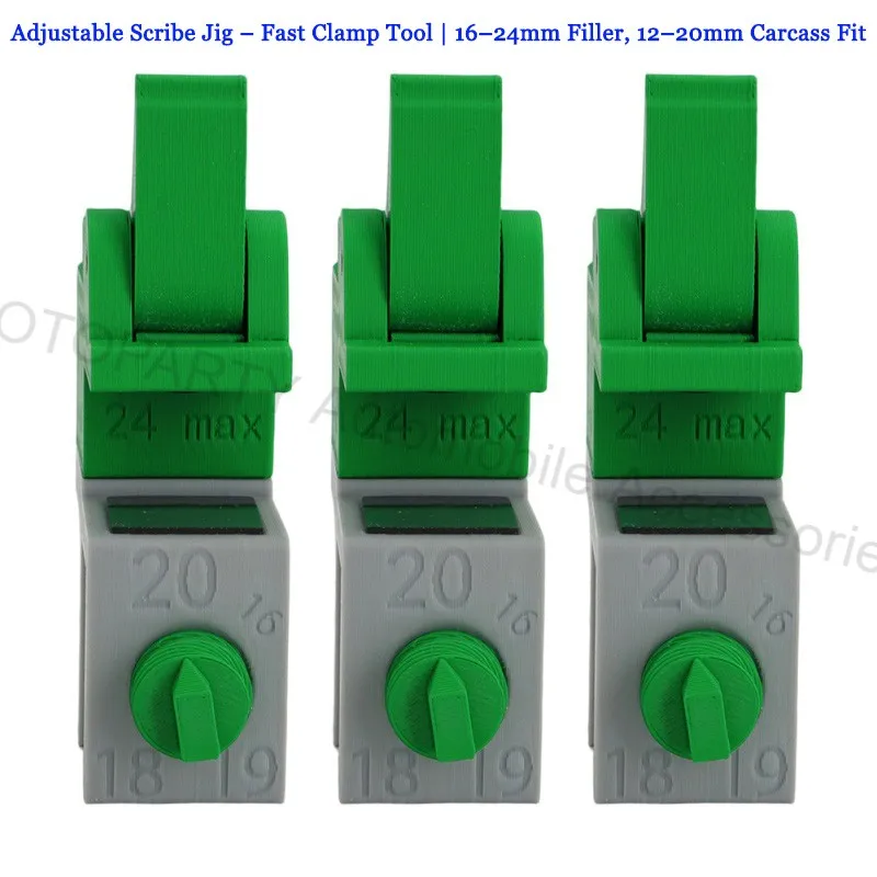 Juego de 3 herramientas de sujeción rápida para plantilla de corte ajustable de 16-24 mm, aptas para paneles de relleno de 12-20 mm, para un corte preciso de paneles de relleno