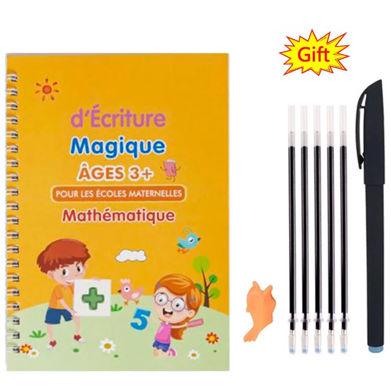 Cahiers de calligraphie pour enfants, livre de copie magique, stylo,  essuyage gratuit, écriture pour enfants, pratique des autocollants,  français, livraison gratuite - AliExpress