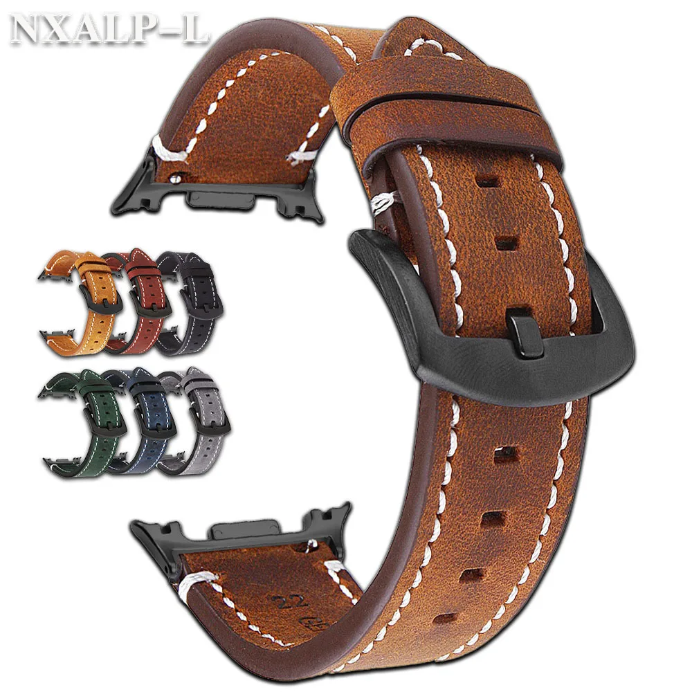 Retro Brown Calf Leather Watch Band - Classic 46mm Strap