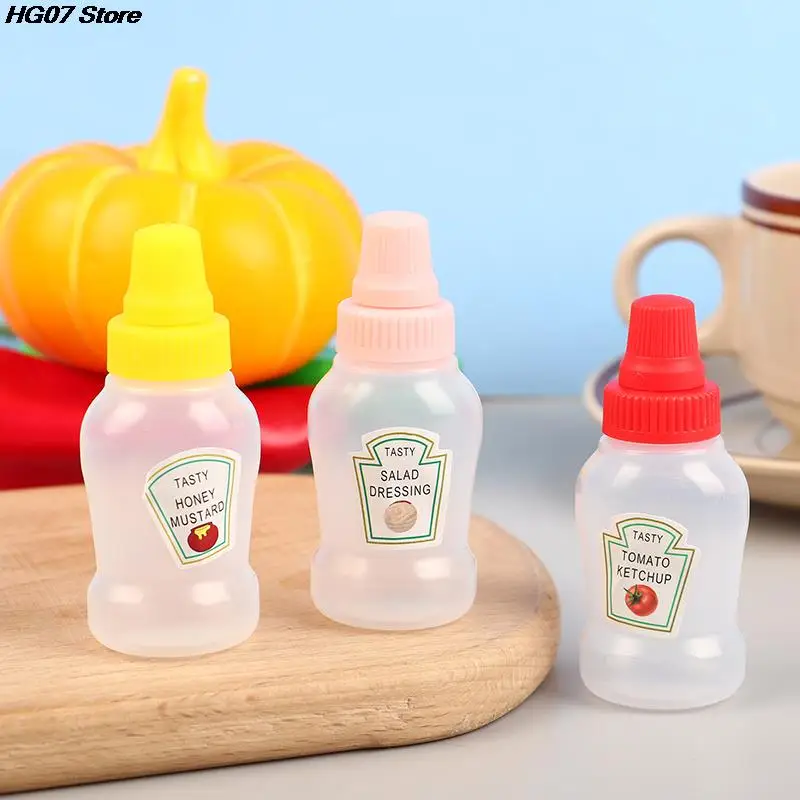 1PC 4Pcs Mini Cute Tomato Ketchup Bottle Portable Small Sauce Container Salad Dressing Container Pantry Containers For Bento Box