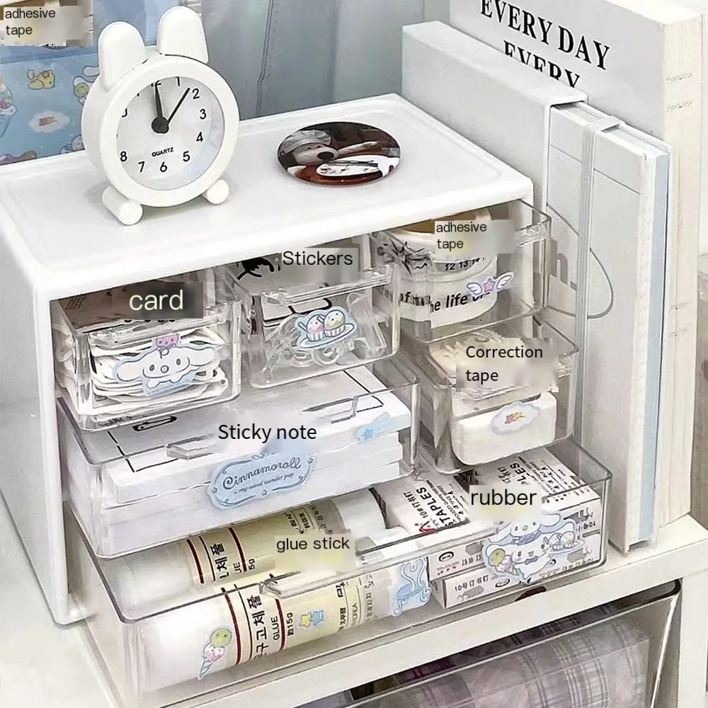 Sanrio Storage Box Small Objects Tape Desktop Drawer Type Classification Jewelry Stationery Organizing Cabinet Storage Rack