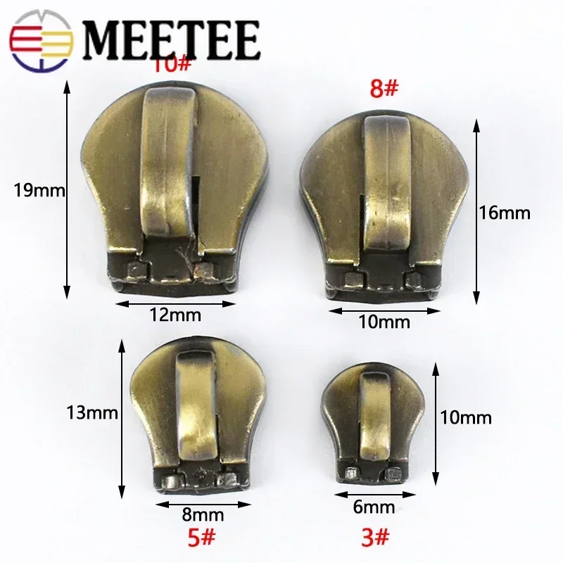 3# 5# 8# 10# Zipper Slider for Metal Zip Tape Bag Clothes Zippers Head Pull Repair Kit Luggage Zips Lock Accessory Meetee 10Pcs zipper repair kit zipper pullers zipper sliders zipper heads