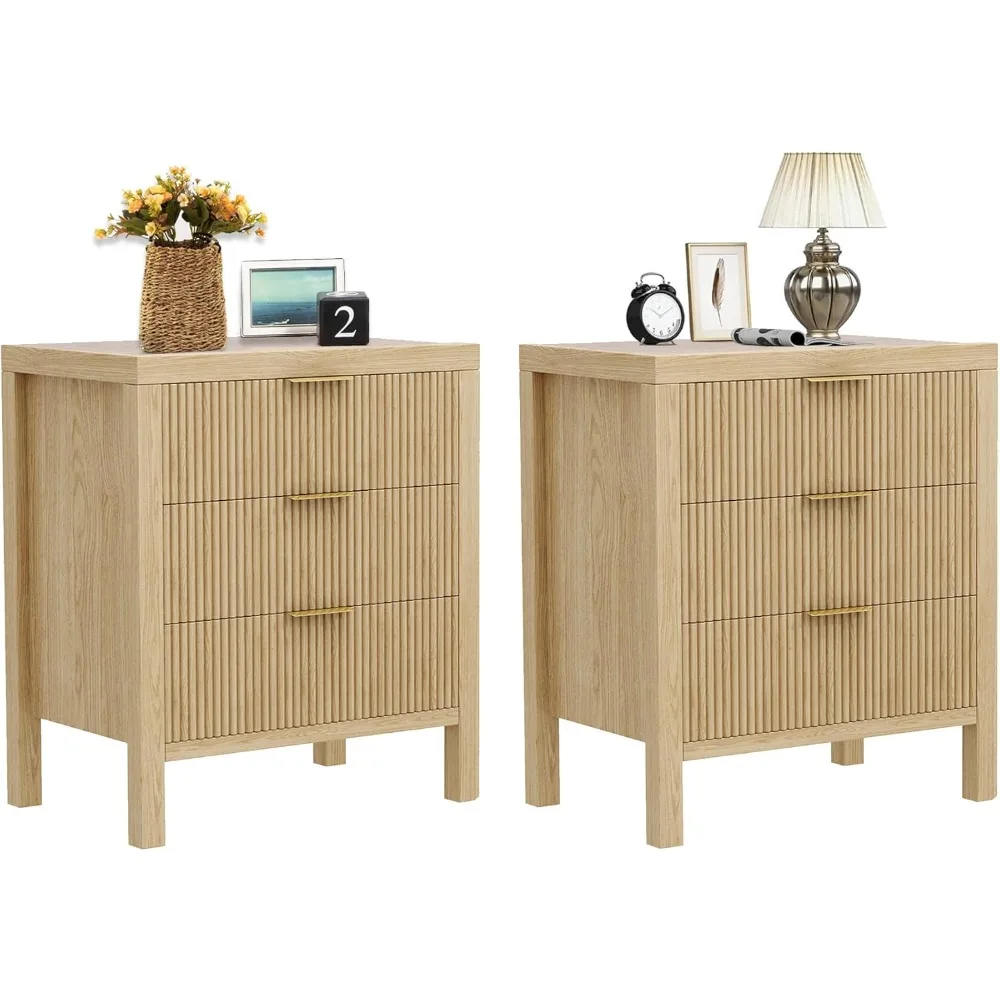 Nightstands Set of 2,Bedside Table End Table, Modern Wooden Night Stand with 6-Drawer - Boho Tall End Table Accent Table Bedroom 2
