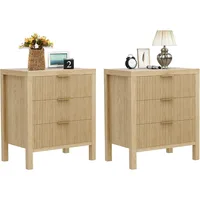 Nightstands Set of 2,Bedside Table End Table, Modern Wooden Night Stand with 6-Drawer - Boho Tall End Table Accent Table Bedroom 2