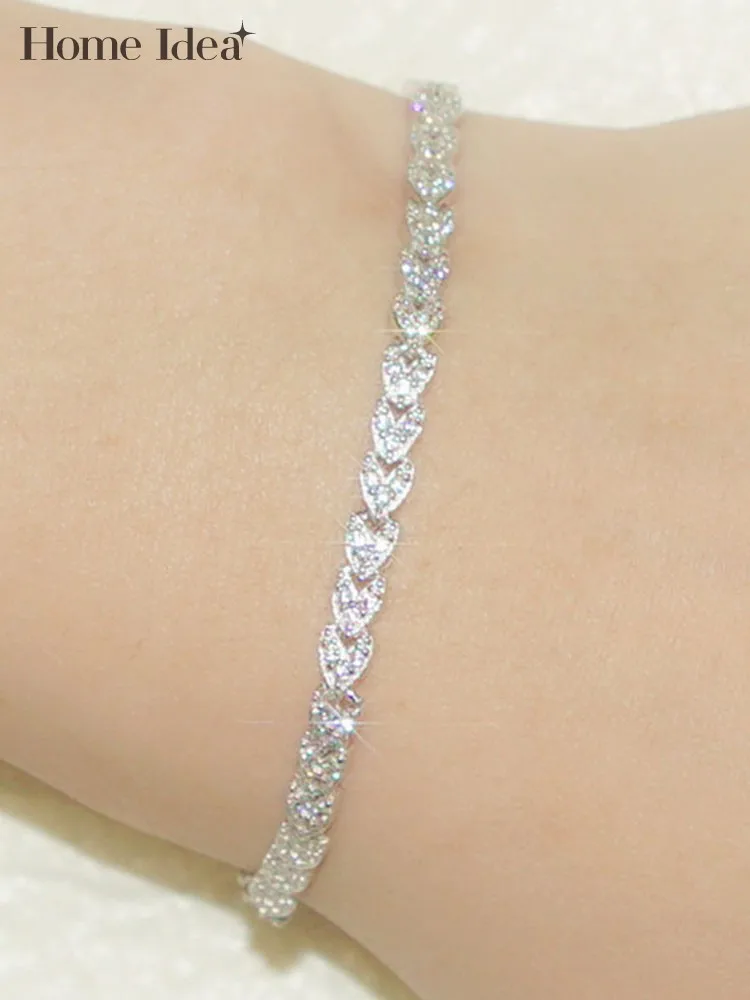 

Fashion Women Casual Wheat Style Silver 925 Bracelet Ladies Party Bing Diamonds Jewelry Allergy Prevention Bracelets
