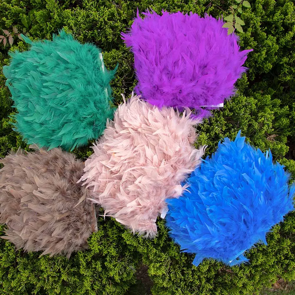 1/5/10Meters Natural Turkey Feathers Trim DIY Wedding Marabou
