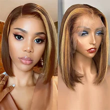 Highlight Wig Human Hair Bob Wig Short Straight Body Curly Bob Wig Lace Front Human Hair Wigs Piano Cheap Wig On Clearance Seal