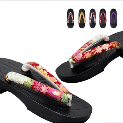 Paulownia Wooden Japanese Traditional Geta Clogs Kimono Toe Shoe Anime Cosplay Shoes Flip Flops Oriental Samurai Costume Sandals