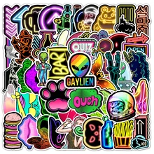 

10/30/50pcs Neon Sign Cartoon Stickers Funny Cute Aesthetic Art Laptop Scrapbook Diy Gradient Laser Car Waterproof Decal Sticker