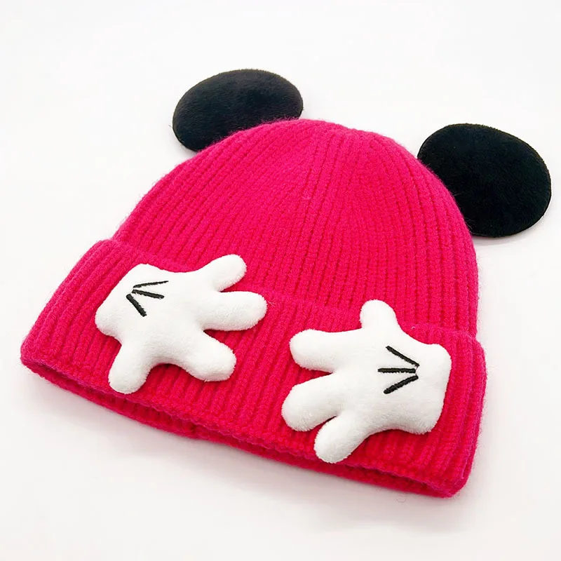 Mouse Ear Knitted Hat For Children Baby Cartoon Winter Woolen Pullover Cap Gift 2025