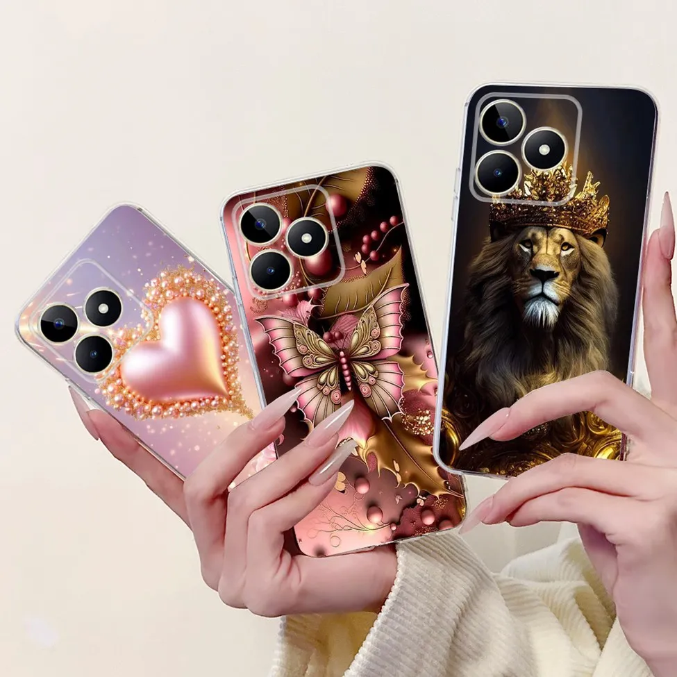 Clear Cute Cat & Butterfly Design Phone Case with Flower Accents - Stylish Protective Back Cover