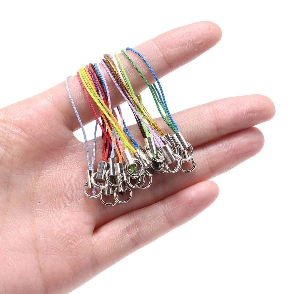 50/100Pcs 매는 밧줄 올가미 스트랩 코드 점프 링 로프 키 체인 후크 모바일 세트 매력 Diy 가방 장난감 펜던트 열쇠 고리 액세서리