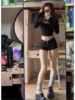 Low Waist Bla Denim orts Women's Summer New Sle Elastic American Hot Girl Pants Cotton Stretch Fabric Cool Feeling orts