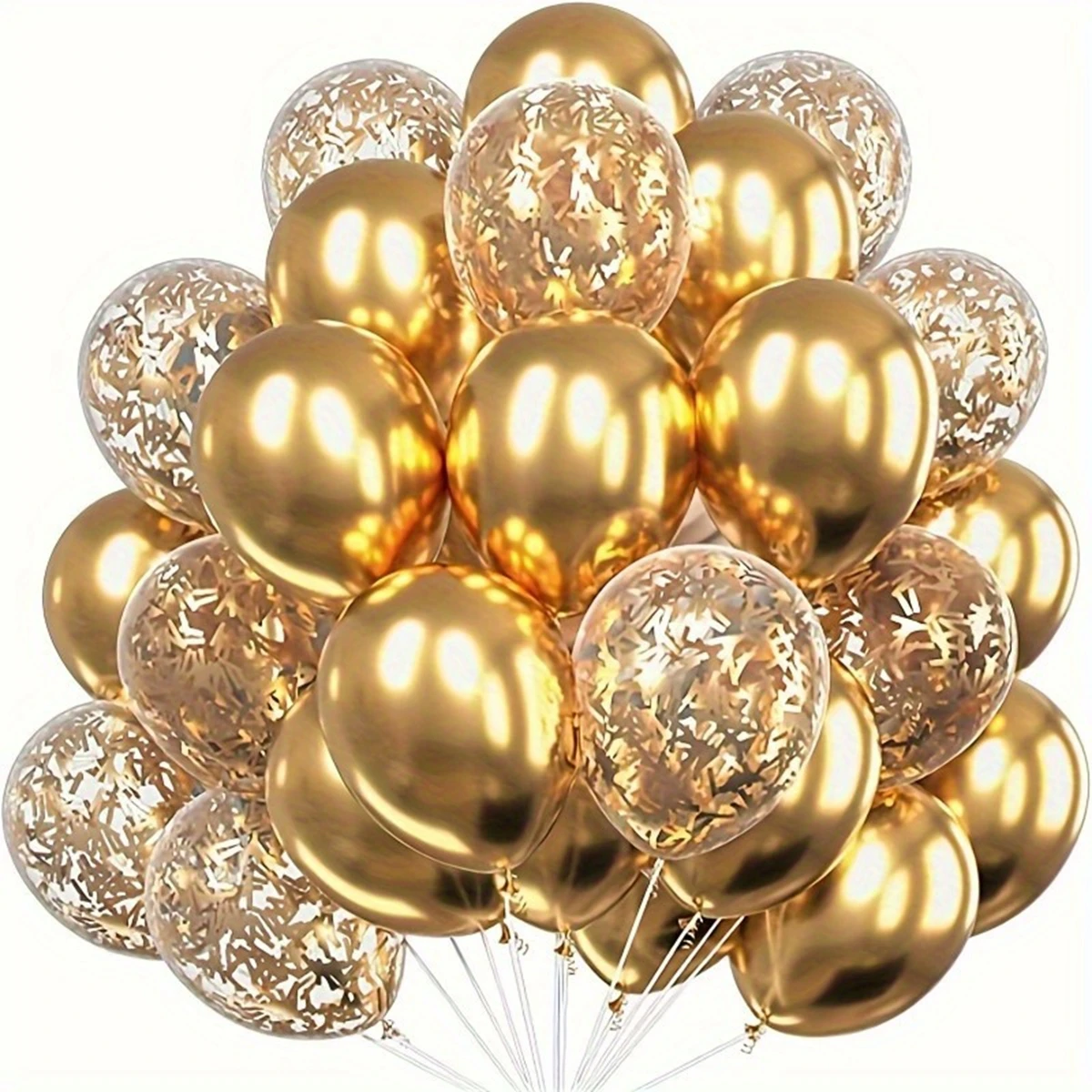 thumbnail image 1 of 20 globos de confeti metálicos de látex para fiestas, cumpleaños, bodas, aniversarios, San Valentín, etc., 1 of 4