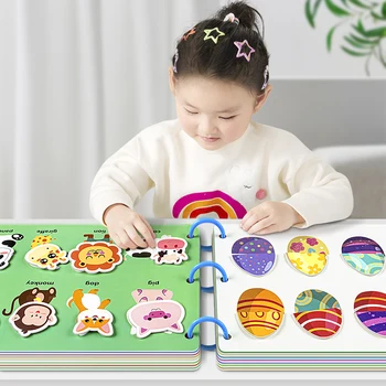 Montessori Baby Busy Book My First Quiet Book Paste Early Learning Education Toy Children Matching Game Toys for Kids 1 2 3 Year