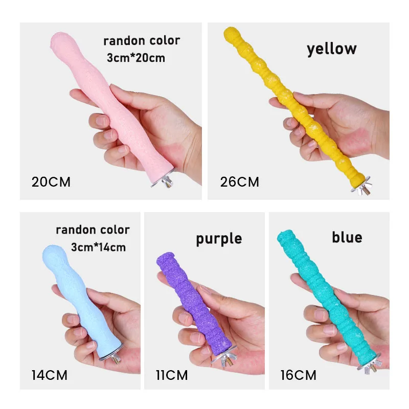 Pet Parrot Claw Grinding Stick Wooden Stick Bird Perching Sand Parakeet Grinding Bar Teeth Bites Toy For Parrot Cage Accessories