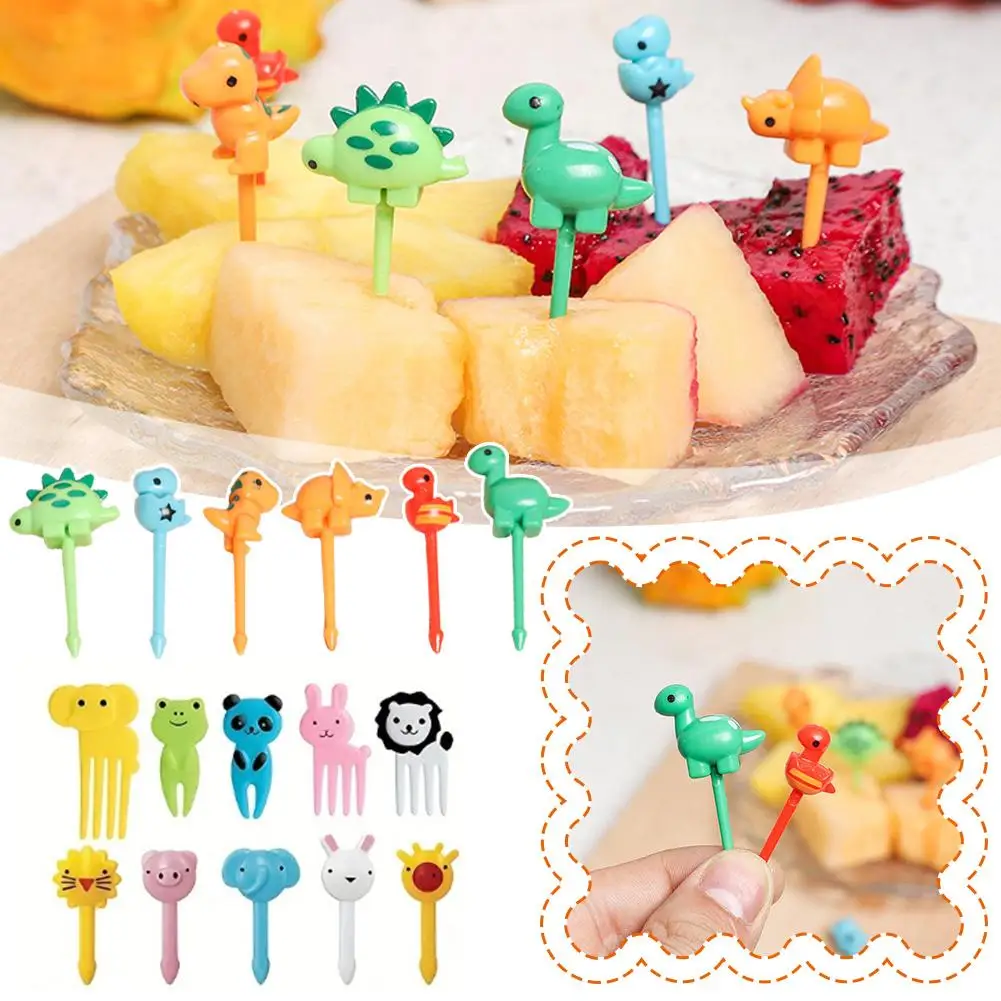 

Animal Food Picks Food Grade Plastic Cute Mini Dinosaur Lunch Fruit Accessories Salad Box Picks Lunch Fruit Decoration Cake Y6F4