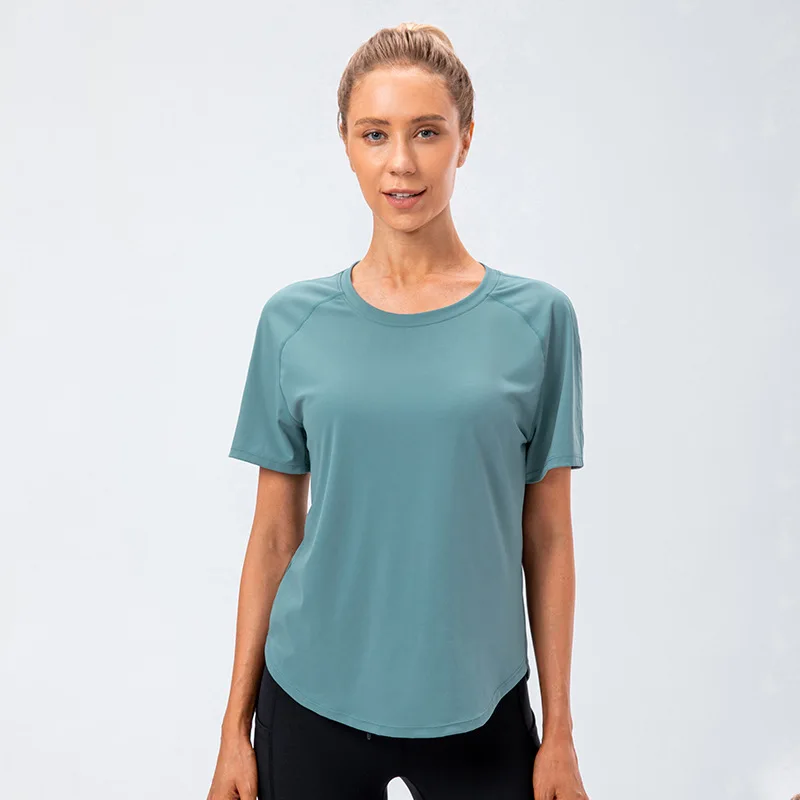 Running Tops Women Sport Shirts Solid Color Gym Yoga Top Breathable Short Sleeve T-Shirts Quick Dry Fitness Workout Top