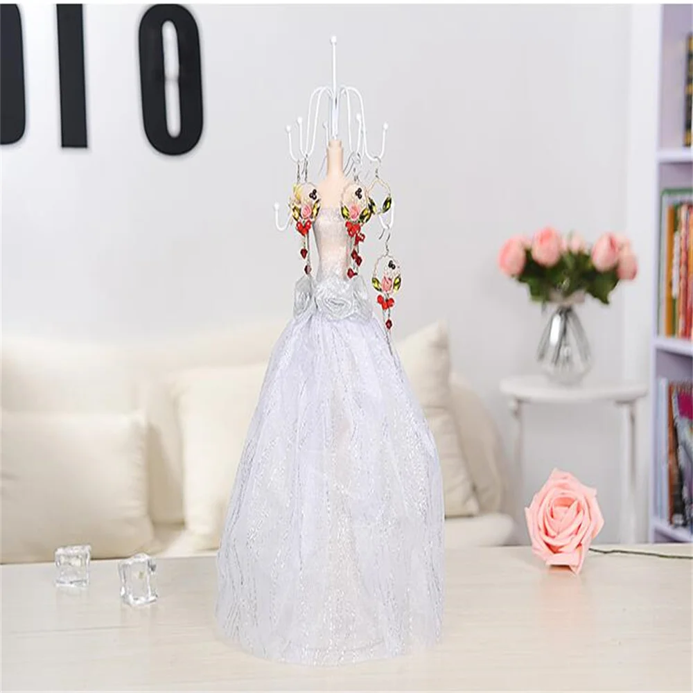 

Wedding Princess Sequins Mannequin Display Holder, White Ring Storage, Jewelry Rack, Necklace Stand, M Size, 38cm, C548