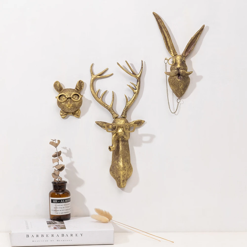 Bronzed Resin Deer Head Wall Sculpture - Stylish Home Decor Accent