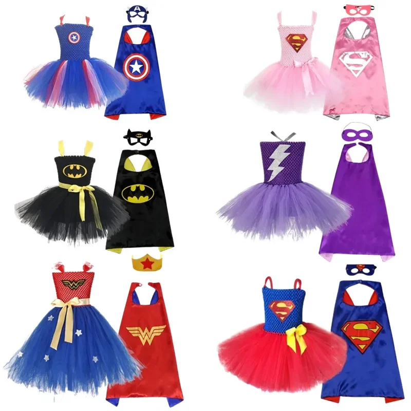 Halloween Super Girl Wonder Red Pink Superman Party Cosplay Dress Costume Bambini Supereroi Anime Outfit Role Playing Up Suit