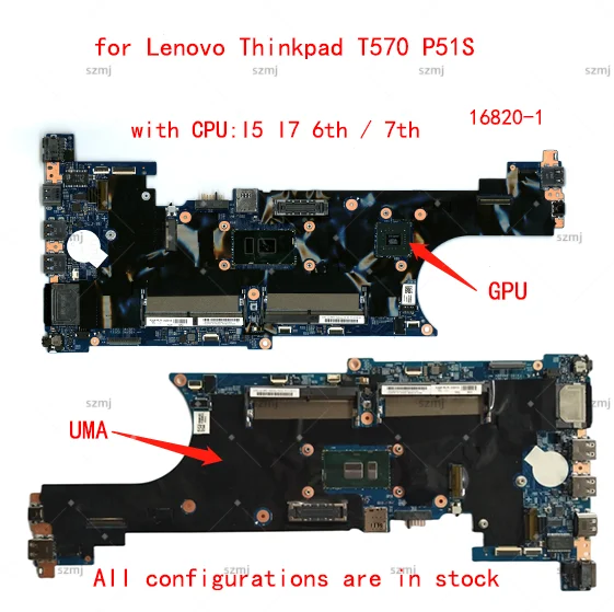 

16820-1 motherboard for Lenovo Thinkpad T570 P51S laptop Motherboard with CPU I3/I5/I7, 6th and 7th generation 100% test work