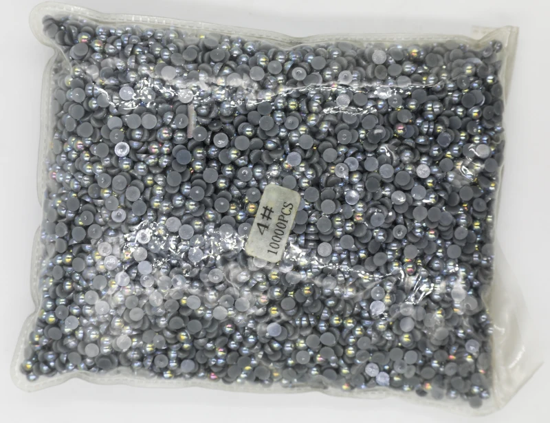 

Bulk Package 2-12mm Jelly Dark Grey AB Color Flat back ABS round Half Pearl beads, imitation plastic half pearl beads