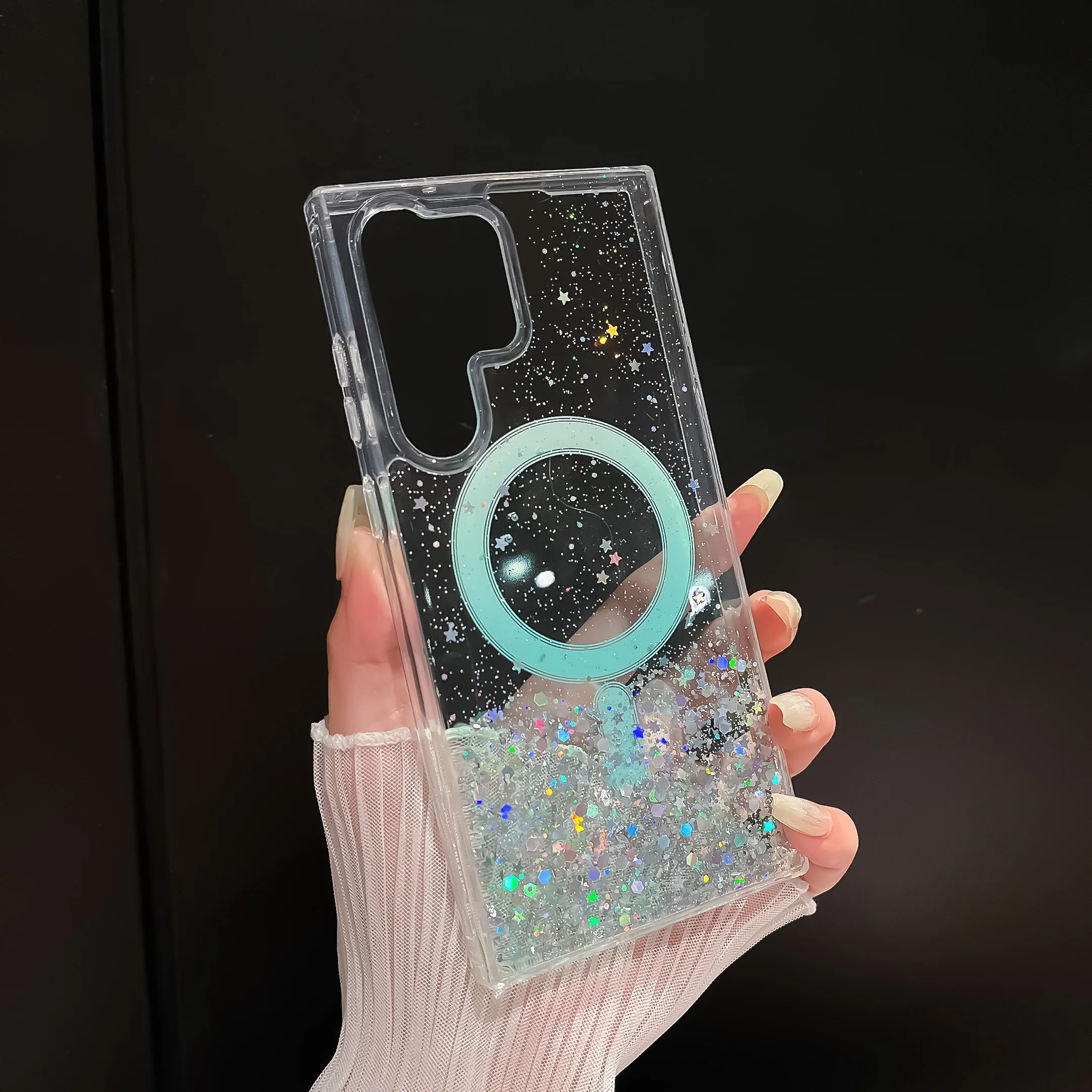 Gradient Glitter Silicone Magnetic Shockproof Phone Case with Magsafe Compatibility