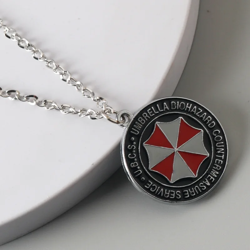 Residents Evils Cosplay Pendant Necklace Keychain Toy Umbrella Corporation Symbol Chaveiro Sublimation Blank Keyring fans Gifts anime keychain,game keychain,anime keychain pendant,game necklace,game cosplay props