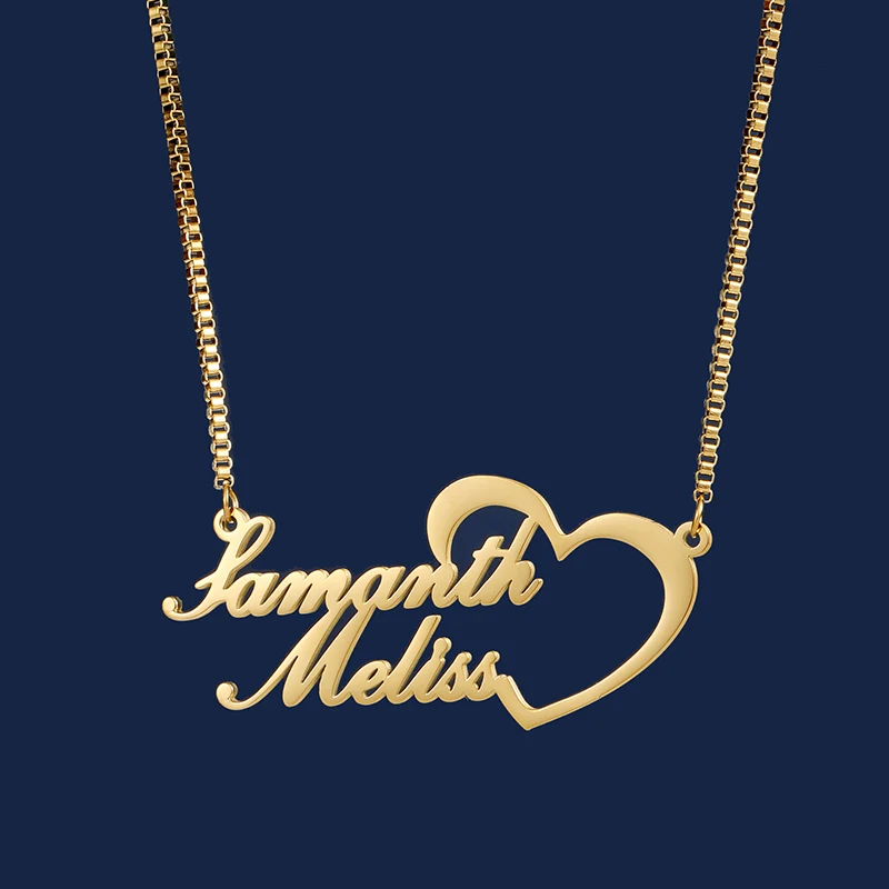 Maßgeschneiderte 2-Samen-Halskette mit Herz, personalisierter Edelstahl, neu in der Halskette mit Box-Kette, Paarschmuck für Frauen, Geschenk – Detail 6