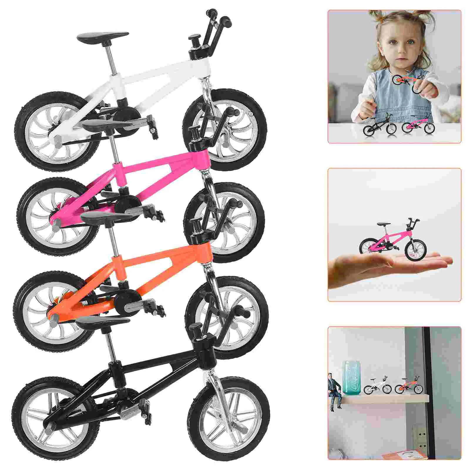 

4 Pcs Mini Bike Bicycle Racing Toy Finger Mountain Alloy Model Simulation Models Miniature Car