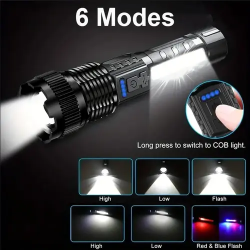 High Power Led Flashlights Very Strong Tactical Torch 6 Modes Rechargeable Camping Fishing Emergency Zoom Lantern - Image 2