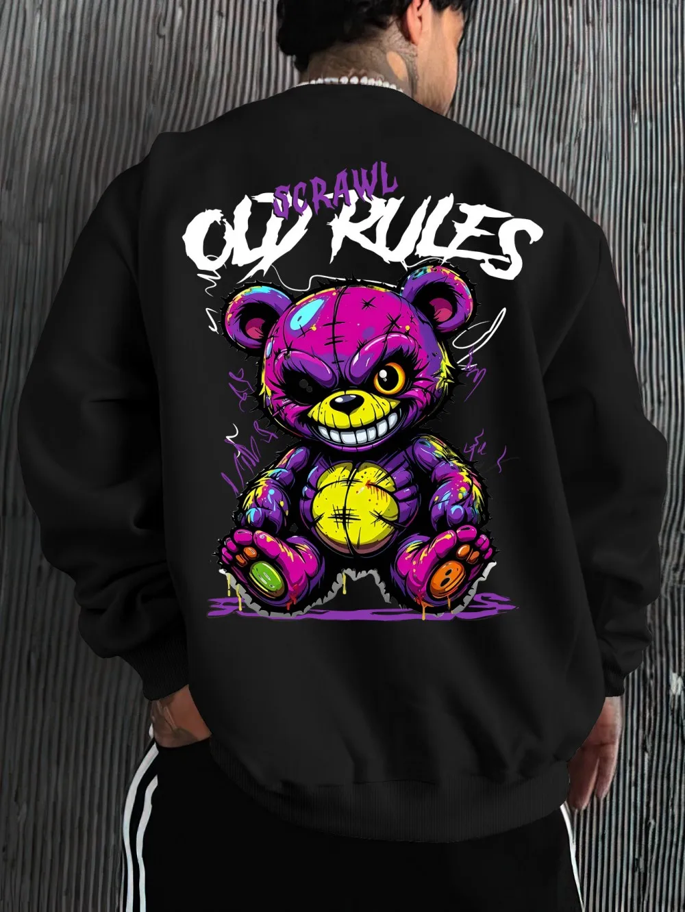 Europäisches und amerikanisches Herren-Herbstmode-Teddybär-Buchstabendruck, weiches und bequemes Langarm-Hoodie-Outdoor-Street-Top