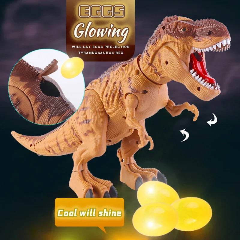 Large Electric Dinosaur Toys Walking Jet Dinosaur World With Mechanical Voice Tyrannosaurus Rex Luminous Egg Children Baby Gifts 2
