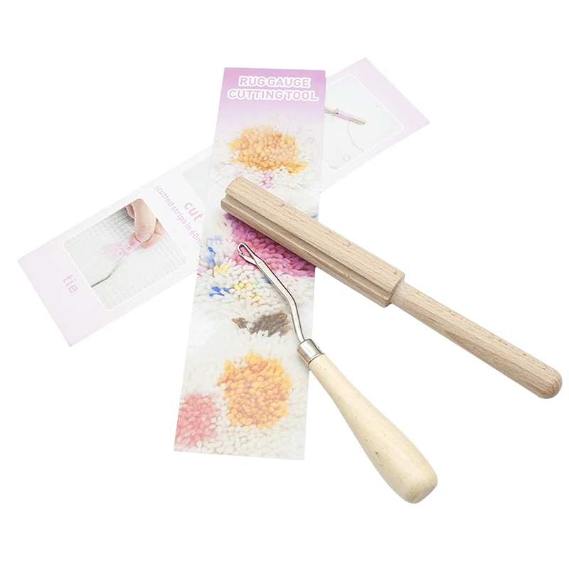 Rug Yarn Diy Cut Latch Hook Kits DIY Latch Crochet Hook Wooden Handle Yarn Cutter Tool For Canvas Mat Rug Craft Handmade Tools 3
