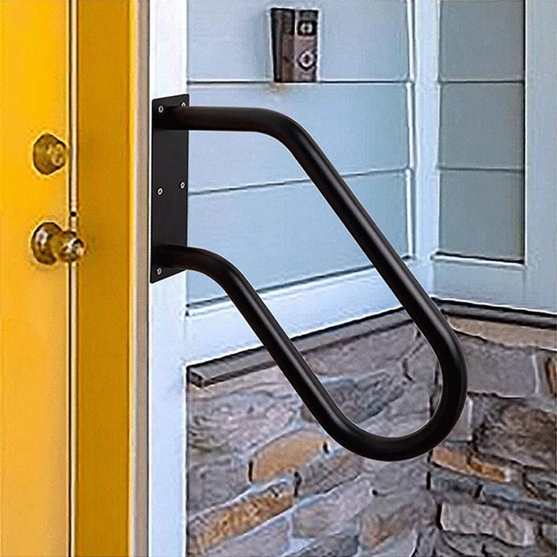 

1PCS Handrail For 1-3 Step Stairs Outdoor Stair Handrail With Matte Black Finished Surface