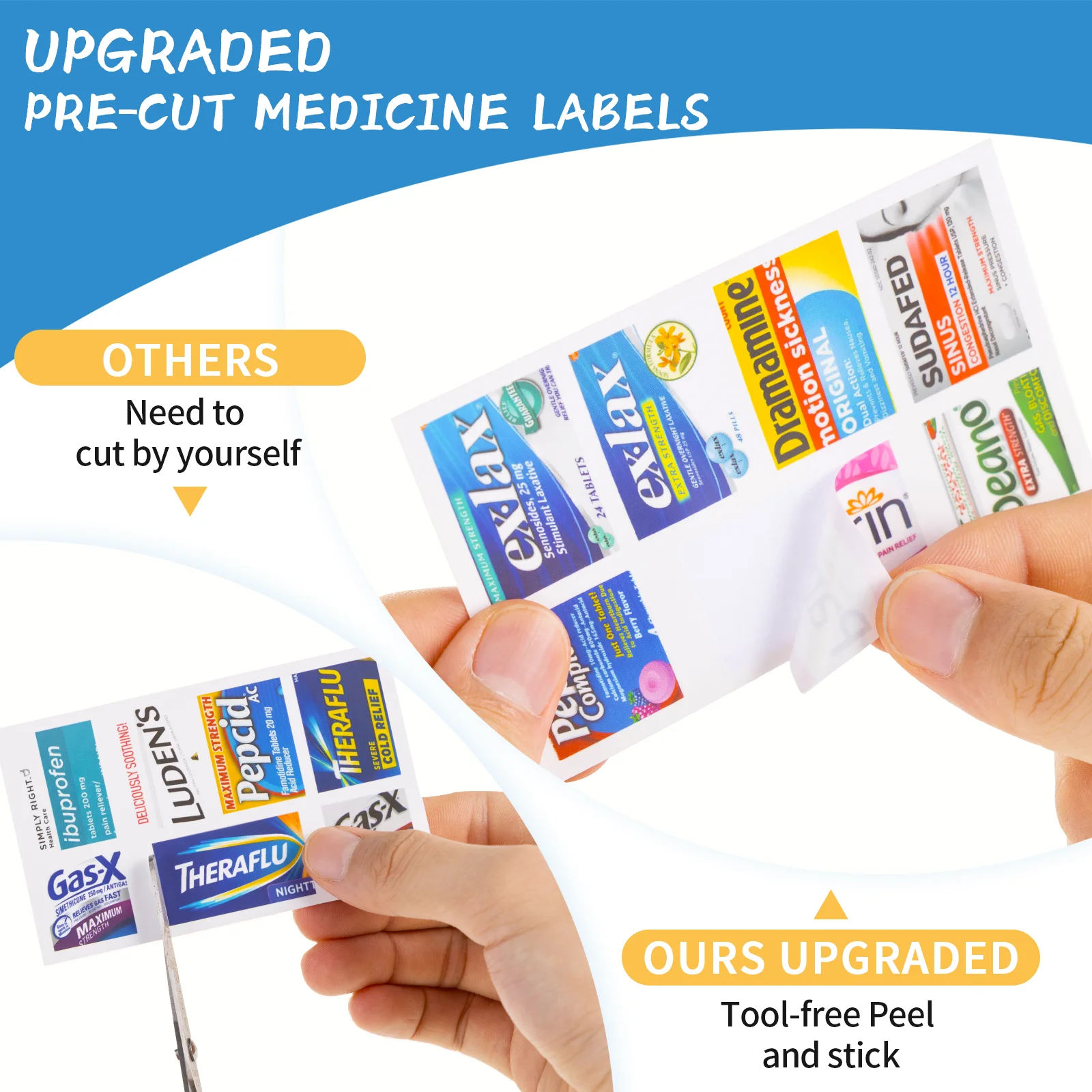 Compact 10-Grid Pill Organizer with Adjustable Storage & 175 Labels - Portable Health Medicine Case