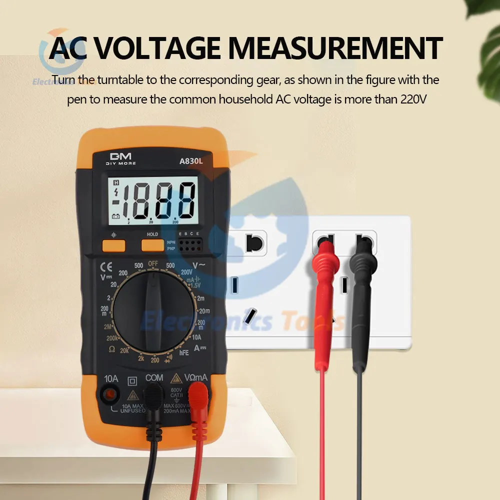 Digital Multimeter Tester AC DC 600V Voltmeter Voltage Current Diode Resistance Freguency Temperature Tester Household Tools