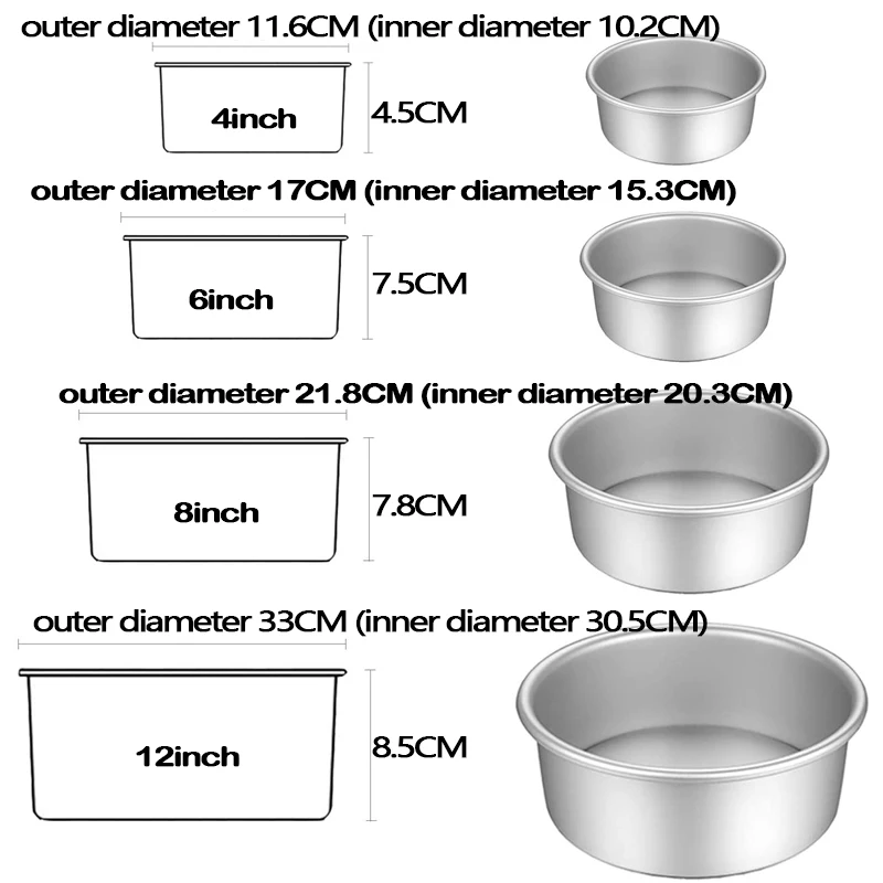 Cake Pan Set, Round Cake Mold Aluminum 3 Pcs Bakewares with Removable Base  for Cake Backing Party Birthday Christmas Cake tin - AliExpress