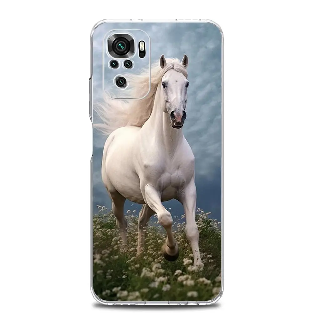 Galloping Horses Design TPU Phone Case - Black & White