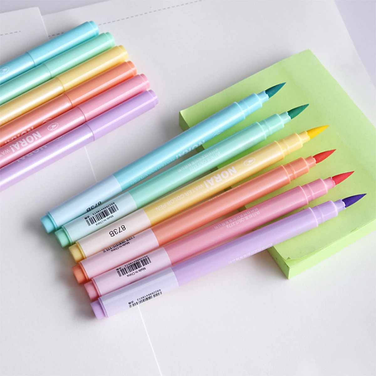Color Macaron Highlighter Pen Soft Tip Drawing Highlighters Cute Stationery School Supplies 6Pcs/set