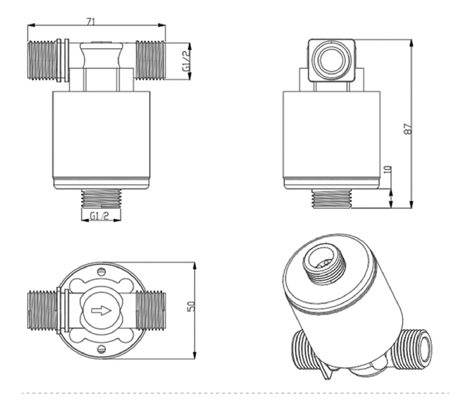 FQF 1/2" Automatic Water Level Control Valve for Water Tank Tower No Float Senso