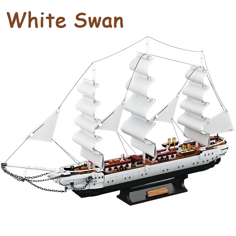 

1672PCS Creative White Swan Sailboat Model Building Blocks Assembly Dream Sailing Ship Bricks Toys for Children Birthday Gifts