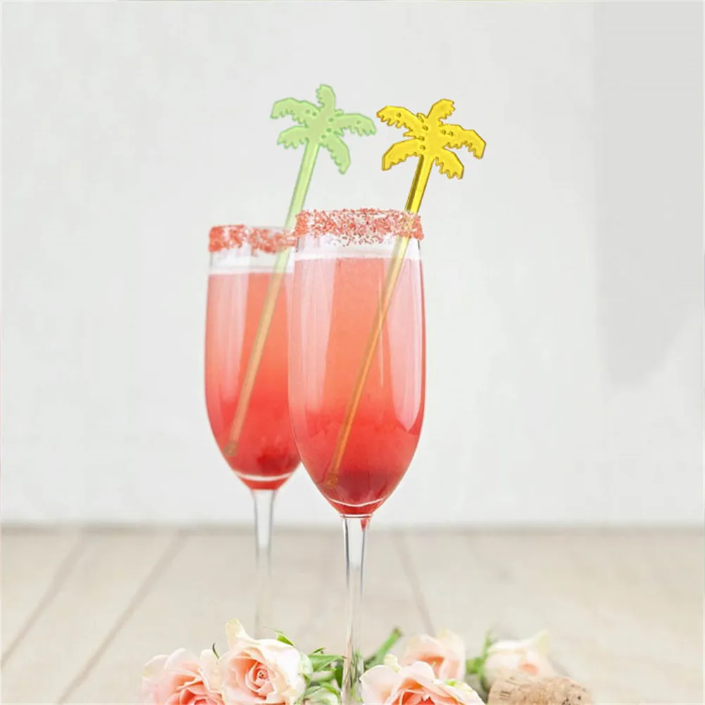 50pcs 18cm Plastic Coconut Tree Cocktail Swizzle Sticks Drink Stirrer Coffee Muddler Puddler