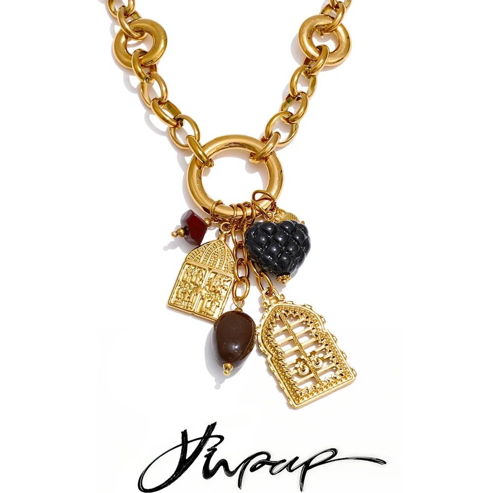Yhpup Resin Heart Pendant Necklace