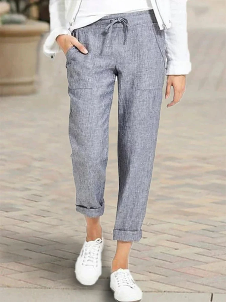 

Women's Pants New In Korean Fashion Drawstring Waist Loose Cotton Casual Pants Women's Plus Size Streetwear Women Black Pants